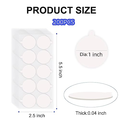 200Pcs Double Sided Tape for Acoustic Foam Panels, Removable Mounting Tape Wall Strong Adhesive Sound proofing Transparent Putty Clear Sticker Heavy Duty 1inch Round - color: 200Pcs Round