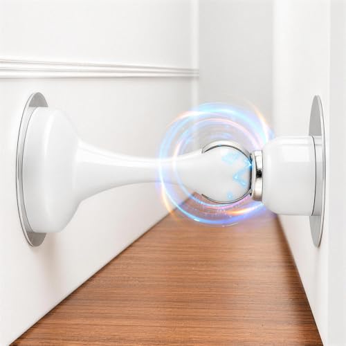 Magnetic Door Stop No Drilling Door Stop with 3D Adhesive Tapes Keep Door Open Door Stainless Steel Screws for Stronger Mount (White) - color: White, size: 1 Pack