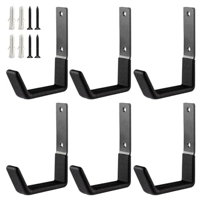 Heavy Duty Wall Mount Hooks - 6 Pack, Small, Organizer with U Hooks Hangers for Garden Hose, Tools & More - size: Small