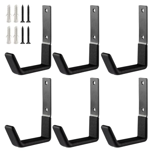Heavy Duty Wall Mount Hooks - 6 Pack, Small, Organizer with U Hooks Hangers for Garden Hose, Tools & More - size: Small
