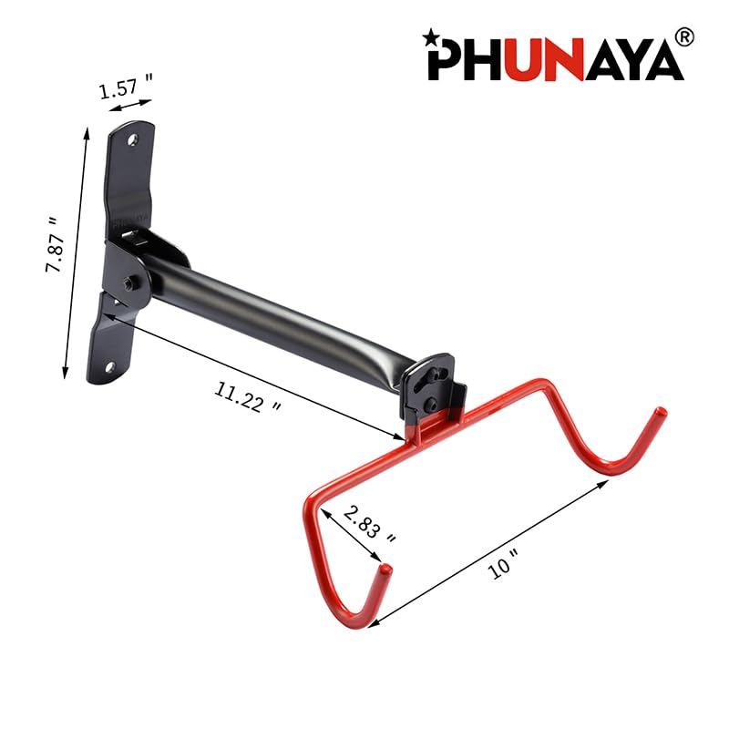 PHUNAYA Wall Mount Bike Rack,Bike Hanger Horizontal,Bicycle Holder Heavy Duty,Garage Bike Storage,Garage Organization Bicycle Hook with Rubber,Foldable and Adjustable Angle(2 pack) - style: Horizontal 2Pack