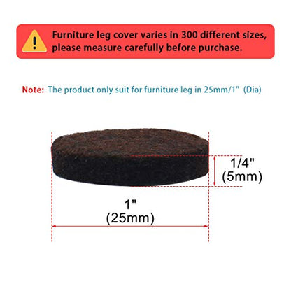 uxcell 70pcs Furniture Pads Round 1" Self-stick Non-slip Anti-scratch Felt Pads Floors Protector Dark Brown - size: 25 x 5mm