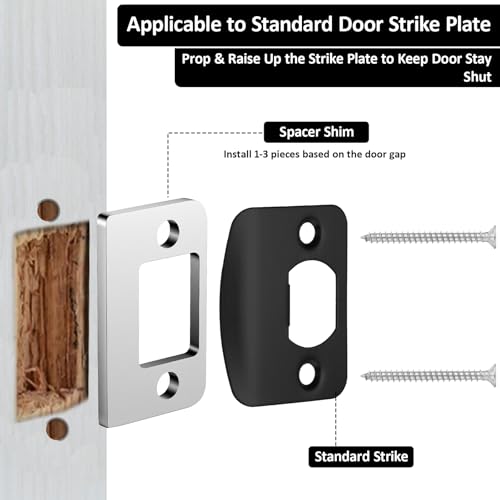 Stainless Steel Universal Residential Security Striker, Set of 3 Different Thickness, Universal Standard Door Strike Plate with Shim, Door Gap Blocker Kit Block Access to Latch - color: Gray