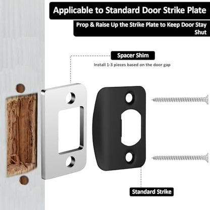 Stainless Steel Universal Residential Security Striker, Set of 3 Different Thickness, Universal Standard Door Strike Plate with Shim, Door Gap Blocker Kit Block Access to Latch - color: Gray