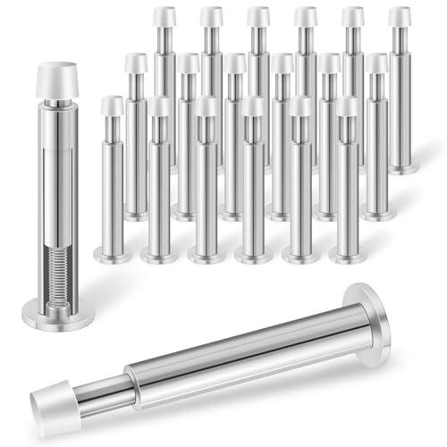 KOLAKO Door Stops, 20 Pack Spring Door Stop, 4.4 Inch Door Stoppers for Wall, Long Doorstop with Rubber Bumper, Baseboard Door Stopper for Bottom or Top, Silver - color: Silver, size: 4.4 Inch - 20 Pack