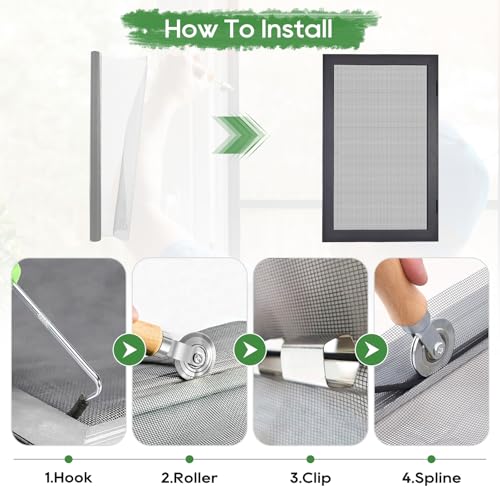 King&Charles Window Screen Door Mesh, Window Screen Replacement/Repair Kit, 48”x118” Fiberglass Gray Mesh, Durable&Visibility & Cuttable & Washble, Easy to Replace/Install/DIY. - color: Gray, size: 48"×118"Mesh