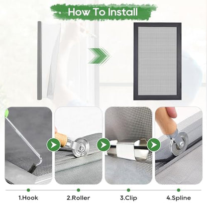 King&Charles Window Screen Door Mesh, Window Screen Replacement/Repair Kit, 48”x118” Fiberglass Gray Mesh, Durable&Visibility & Cuttable & Washble, Easy to Replace/Install/DIY. - color: Gray, size: 48"×118"Mesh