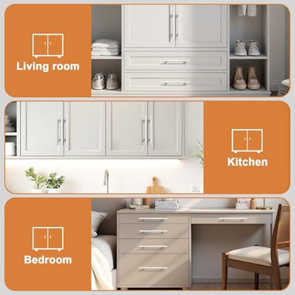 Probrico 5 Pack Hole Centers (128mm) 5inch White Kitchen Cabinet Handles Stainless Steel White Cabinet Pulls Round T Bar Pull Handle for Cabinets and Drawers Total Length 7.5inch - color: White, size: Hole Centers: 5"