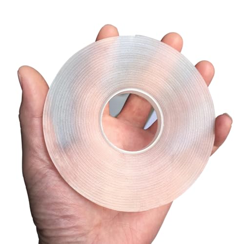 Double Sided Tape 33Ft(10m), Nano Clear Heavy Duty Mounting Tape, 0.4" Wide Reusable Washable Adhesive Strips for Walls, Car, Home, Phone Holder - No Residue & Strong Sticky