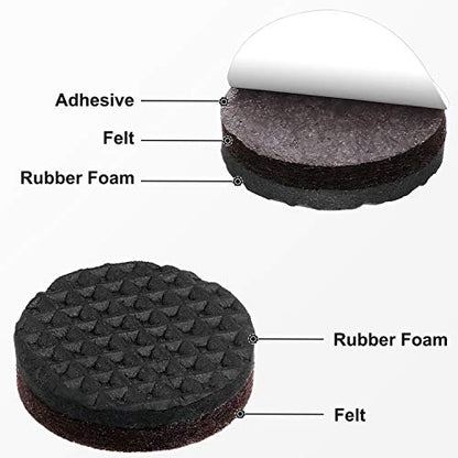 Yelanon Non Slip Furniture Pads - 48 pcs 1" Felt & EVA Furniture Grippers, Black, Round, Anti Slide Hardwood Floor Protector - size: 48pcs 1" Round