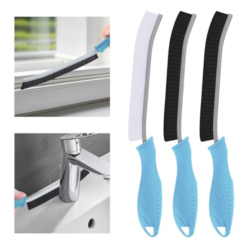 TQRR Hard Bristle Crevice Cleaning Brush-Thin Gap Scrub Brush, Small Cleaning Brush, Grout Brush, Kitchen Brush, Cleaning Tools for Toilet, Bathroom, Sink, Home, Household, Window (3, Light Blue) - color: Light Blue