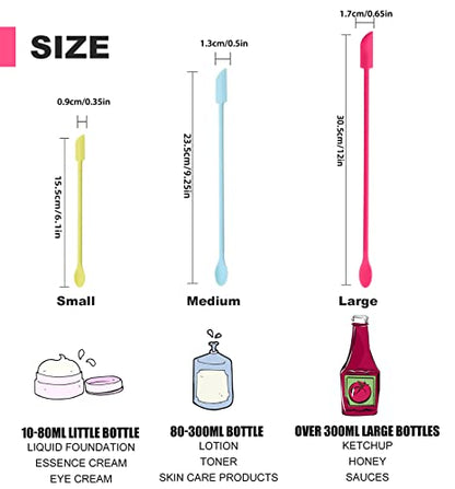 Mini Spatula for Cosmetics, 3 Pcs Beauty Spatula Small Spatula Silicone Mini Lotion Spatula Makeup Spatula, Every Drop Tiny Spatula for Makeup and Kitchen Jar - color: Rose, Blue, Yellow