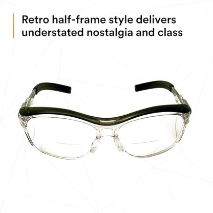 3M Safety Glasses with Readers, Nuvo Readers, +2.0 Diopter, Pack of 1, ANSI Z87, Clear Lens, Gray Frame, Soft Nose Bridge, Side Shields - color: Clear Lens (+2.0), Gray Frame, size: +2.0 Diopter
