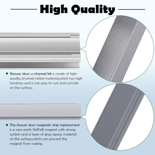 Glass Shower Door Magnet Latch Replacement Kits with Shower Door Magnet and Metal Strike Plate for 1/8" 5/32" 3/16" & 1/4" Thick Swing Glass Shower Doors