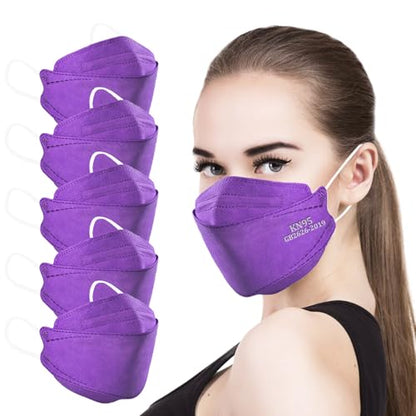 akgk KN95 Face Masks 50 Pack,5-Ply Disposable Purple Face Mask Against PM 2.5 Smoke and Dust - color: Z-50 Pack-purple