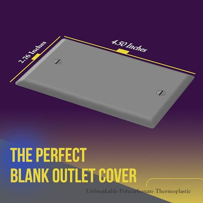 ENERLITES 8801-GR Blank Cover Wall Plate, Size 1-Gang 4.50" x 2.76", Polycarbonate Thermoplastic, 8801-GY, Gray, Screw - color: Gray, size: With Screws
