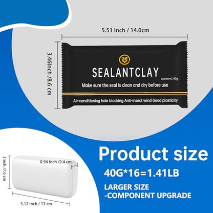 16 Pcs White Waterproof Seal Putty & Duct Seal Clay, Moldable Silicone Putty for Sealing Drain Connections, Wall Holes, Air Conditioning Openings - Reliable, Efficient Repair - color: 16 Pack White Seal Putty（40g）