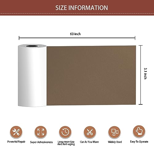 Leather Repair Patch Tape Kit, Self Adhesive Leather Repair for Furniture, Couch, Sofa, Car Seats,Office Chair,Vinyl Repair Kit.3.1inx60in - color: Dark Khaki, size: 3.1 in X 60 in