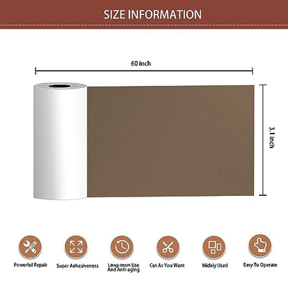 Leather Repair Patch Tape Kit, Self Adhesive Leather Repair for Furniture, Couch, Sofa, Car Seats,Office Chair,Vinyl Repair Kit.3.1inx60in - color: Dark Khaki, size: 3.1 in X 60 in