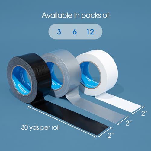 Spartan Industrial - 2" X 30 yd Silver Duct Tape - 6 Rolls No-Residue Tape for Heavy Duty Industrial, DIY, Auto Projects - Water-Resistant 9 Mil - color: Silver, size: 2" X 30 yd