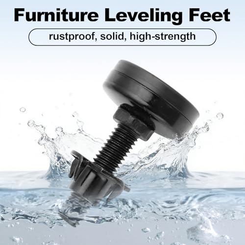 Luomorgo 4 Pcs Adjustable Leveling Feet with T-Nut, Anti Skid 3/8"-16 x 1.5 Threaded Furniture Levelers, Heavy Duty Appliance Feet for Cabinet, Table, Sofa, Mechanical Equipment