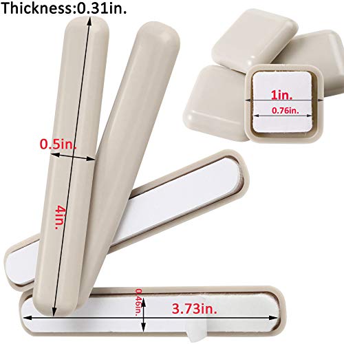 48 Combo Pack Self-Stick Carpet Gliders for Chair-32PCS 1inch Square Self Adhesive Furniture Glides&16PCS 1/2"X4" Bar Furniture Moving Slider-Slider for Furniture-Carpet Slider-Furniture Slider