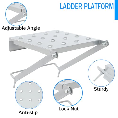 Anti-Slip Ladder Work Platform Tray, 330 lbs Capacity Foldable Work Tray Attachment for Multi-Purpose Ladders, Ladder Work Platform Accessories for Painting, Wiring & Maintenance