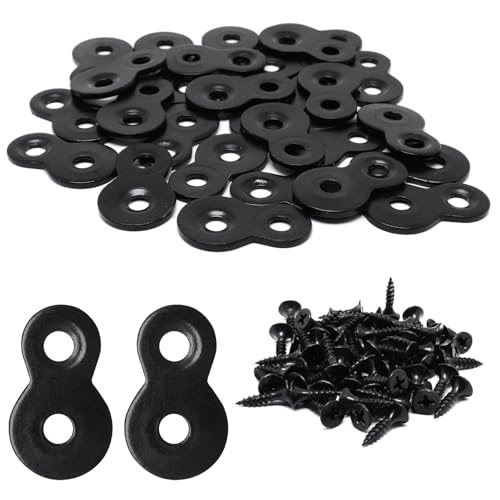 30 PCS Figure 8 Fastener with Screws, Heavy Duty Table Top Fasteners Hardware, Desk Top Fastener for Wood Chair Table Top Repair, Black - color: Black