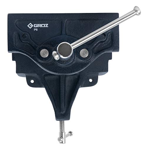 Groz Portable Woodworking Vise, 6-Inch, Clamp on or Bolt to Bench, Cast Iron with "Toe-in" Feature (39006) - size: 6-inch