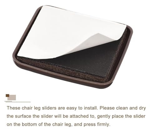 4 Pack Furniture Sliders 2 Inch Square Self Adhesive Chair Leg Glides, Plastic Sliding Pads for Moving Furniture on Carpet Tile Vinyl Hardwood Floors, Floor Protection Pads