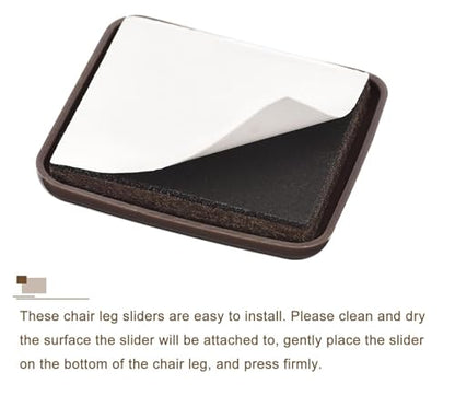 4 Pack Furniture Sliders 2 Inch Square Self Adhesive Chair Leg Glides, Plastic Sliding Pads for Moving Furniture on Carpet Tile Vinyl Hardwood Floors, Floor Protection Pads