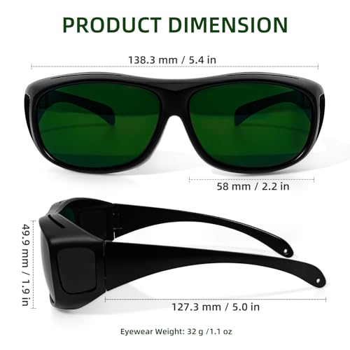Wrap-Around Laser Safety Glasses 200nm-2000nm Protective Goggles For Tattooing And Laser - color: Green