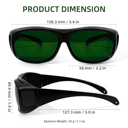 Wrap-Around Laser Safety Glasses 200nm-2000nm Protective Goggles For Tattooing And Laser - color: Green
