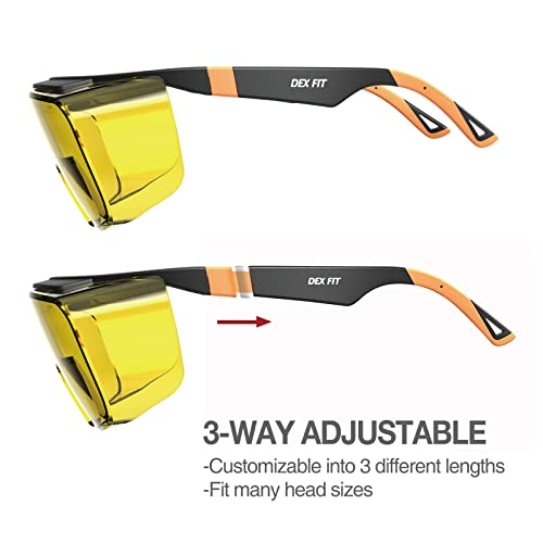 DEX FIT Safety Glasses Over Eyeglasses SG210 - Yellow Lens, Blue Light Blocking, Night Vision, Anti-Fog, UV 400 Protection, Z87.1 Certified, Adjustable Temples for Men & Women; Black & Blue, 1 PC - color: Black/Blue - Yellow, size: 1 PC