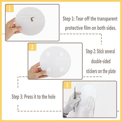 8 Pcs Ceiling Cover Plate, Screwless Wall Hole Cover, Plastic Flat Blank Wall Plate 5.91" with 50 Double-Sided Adhesive Stickers (Round) - style: Round