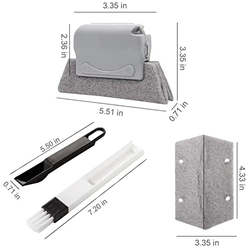 Magic Window Track Cleaner Tool Set - 3 Groove Gap Cleaning Brush + 2 Window Slot Clean Brush with Dustpan + 3 Replacement Cloth