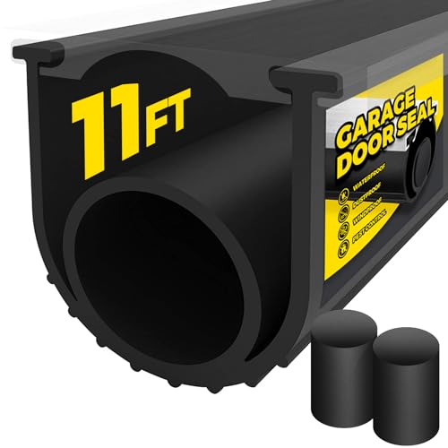 Holikme Garage Door Seals Bottom Rubber, Flexible EPDM Garage Door Seal, Garage Door Weather Stripping Kit Seal Strip Replacement, 5/16 Inch T-End, 4 1/8 Inch Width (11Ft, Black) - size: 11ft-black-epdm