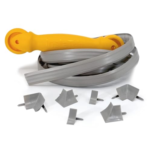 InstaTrim Flexible Self-Adhesive Trim Bundle with Applicator - Trim Caulking Kit with 10 ft Gray 1/2 in Wide Caulk Strip, 6 Corner and End Caps, and Applicator Tool - color: Grey, size: 1/2 x 10 Project Kit