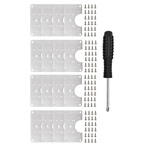 16 PCS Hinge Repair Kit - Cabinet Hinge Repair Plate Stainless Steel Door Hinge Repair Kit for Kitchen Cabinet Hinge Repair Brackets with Mounting Screws and Screwdrivers (16, 3.5"x2") - size: 3.5"x2"