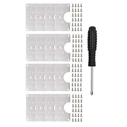 16 PCS Hinge Repair Kit - Cabinet Hinge Repair Plate Stainless Steel Door Hinge Repair Kit for Kitchen Cabinet Hinge Repair Brackets with Mounting Screws and Screwdrivers (16, 3.5"x2") - size: 3.5"x2"