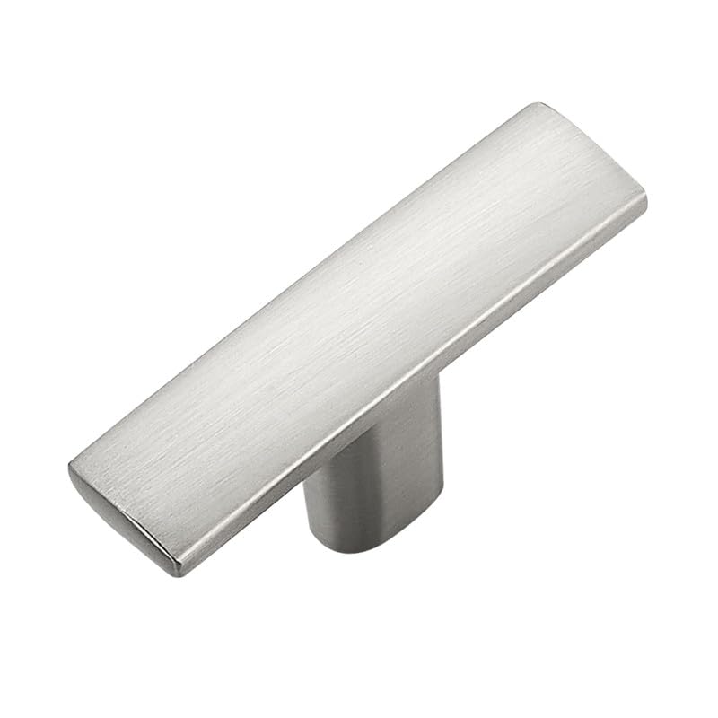 1 Pack Silver Cabinet Knobs - Curved Cabinet Pulls Brushed Nickel Knobs for Kitchen Drawer Solid Dresser Hardware 1-3/4in Length Single Hole - color: Brushed Nickel, size: 1 Pack, style: Curved