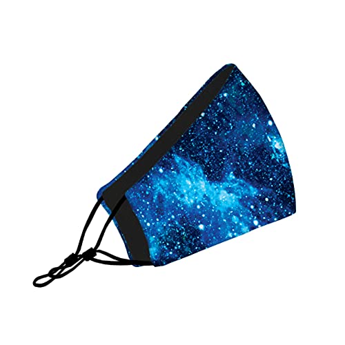 Washable Face Mask with Non-Adjustable Ear Loops & Nose Wire - color: Galaxy - Blue