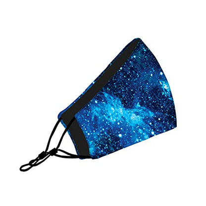 Washable Face Mask with Non-Adjustable Ear Loops & Nose Wire - color: Galaxy - Blue