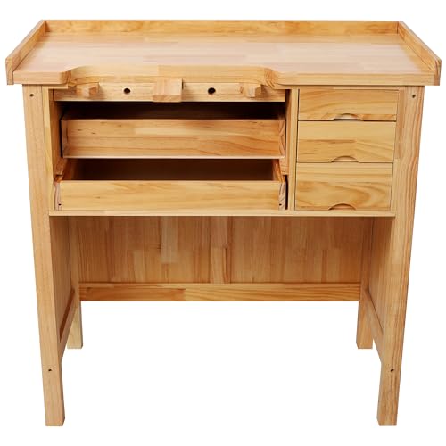Montary 39-Inch Solid Wood Jewelry Workbench - Heavy Duty Jewelry Bench with Mandrel Tray & Metal Liner Pan & Practical Storage Drawers for Jewelry Making & Repair Station - size: 3 Drawers-39" Jewelry Bench
