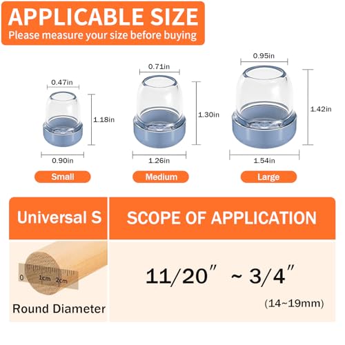 Chair Sliders for Carpeted Floors,16 Pcs Chair Glides Round Furniture Sliders Carpet,Chair Leg Floor Protectorst,Make Furniture Glides Move Easy(Fit 0.55-0.75", Clear) - size: Small(fit:0.55"-0.75")