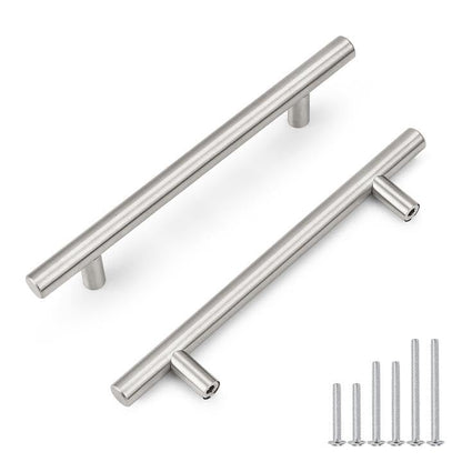 Probrico 5 Pack 128mm(5inch) Hole Centers Brushed Nickel Cabinet Handles Stainless Steel Drawer Handle Length 192mm(7.5inch) T Bar Dresser Pull Handle - color: Brushed Nickel, size: Hole Centers: 5"