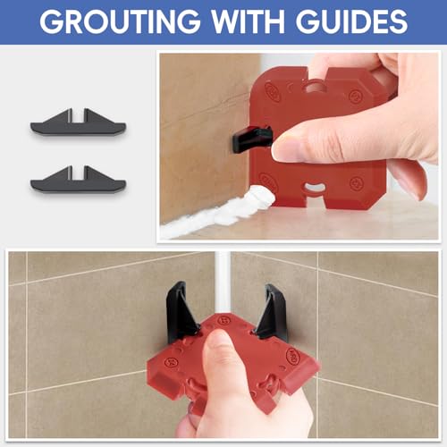 Goopreen Caulking Tool, 11 PCS Silicone Caulking Tool Kit, Caulk Remover Tool with 3 Metal Scrapers & Caulking Guide, Caulking & Grout Tools for Kitchen, Bathroom, Window, Sink&Tile Sealant Finishing