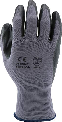 West Chester PosiGrip 713SNF Palm Dip Glove - [Pack of 12] XX-Large, Industrial Gloves, Black Foam Nitrile Coating on Polyester Shell, Knit Wrist - size: XX-Large