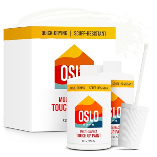 Touch Up Paint, Bright White, two 1oz., Satin, w/brush in bottle, Quick drying, for Home repairs, Kitchen Cabinets, Trim - color: Bright White, size: 1 Fl Oz (Pack of 2)