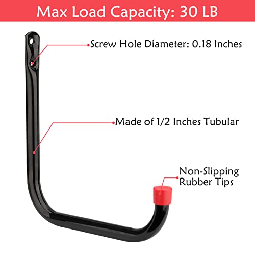 8 Pack Heavy Duty Garage Storage Utility Hooks, 6.7Inch Wall Hangers Ladder Hooks for Garden Tool, Bike, Chair, Hose, Outdoor or Indoor 6.7 x 6.7 x 0.5 inches